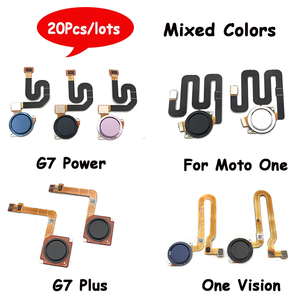 

20Pcs，For Motorola Moto G7 Plus / G7 G8 Power / One Vision Fingerprint Reader Touch ID Sensor Home Button Flex Cable