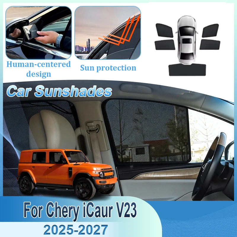 

For Chery iCar iCaur V23 Accessories 2025 2026 2027 Mesh Sunshade Sunscreen Magnetic Windows Sun Visor Curtains Shading Cover