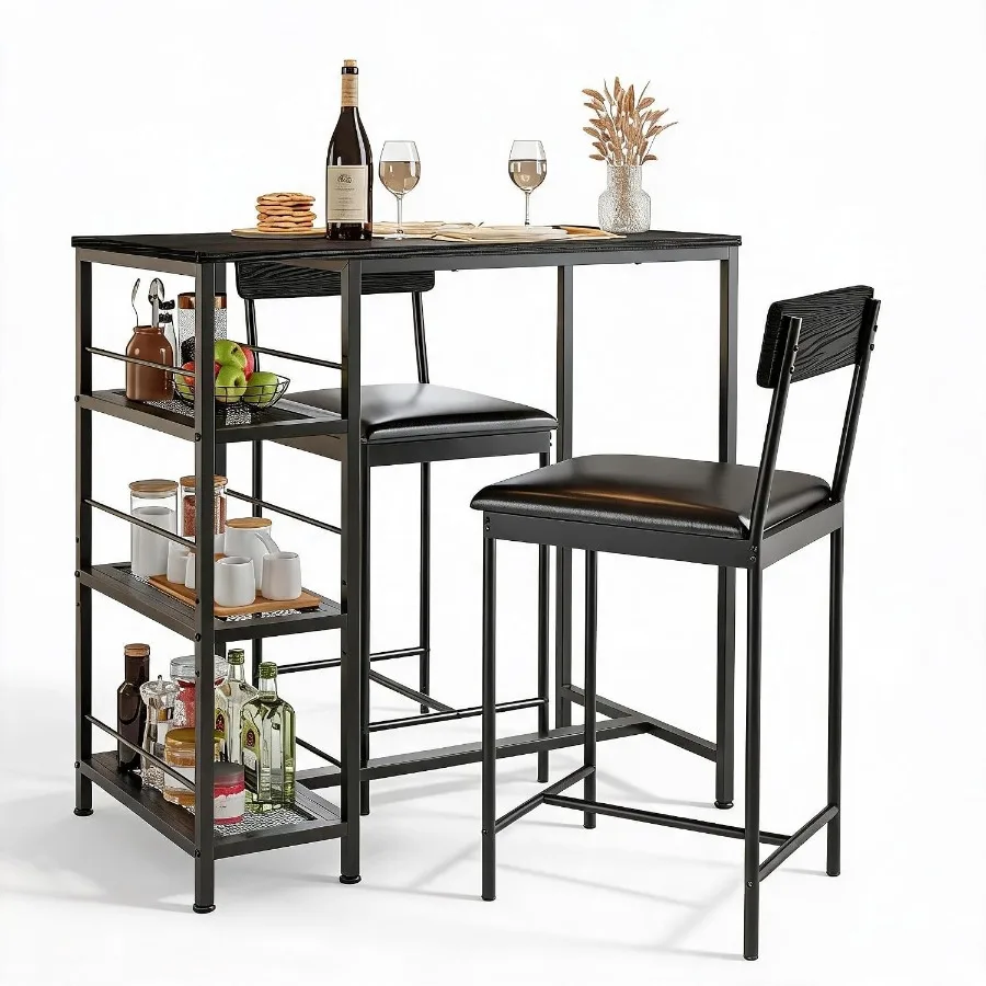 3-Piece Bar Table and Chairs Set Small Kitchen Table for 2 for Home
