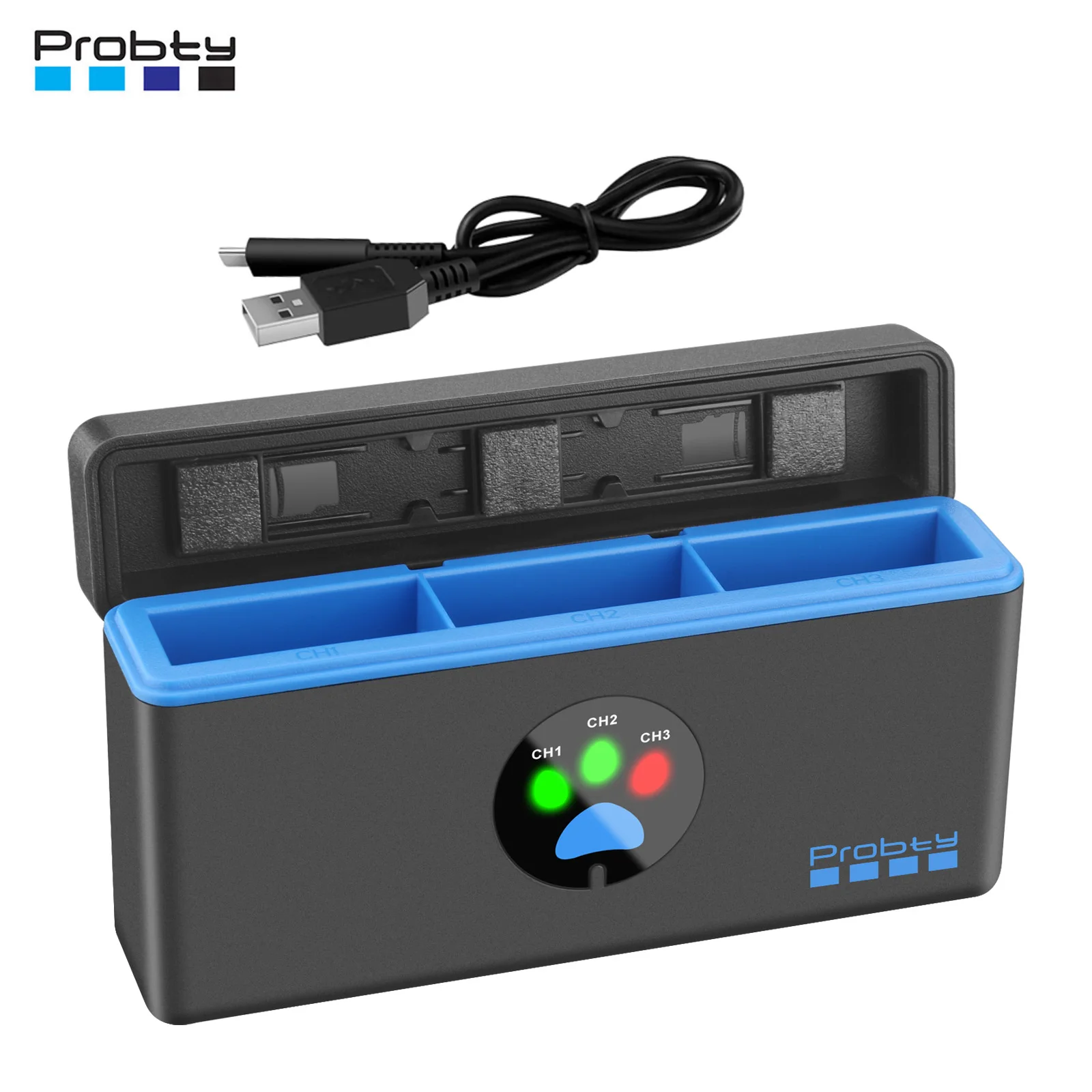 Probty Akku-Ladegerät für GoPro Hero 13, Mission 1/Pro Schnellladehülle für Hero 13 Black Mission 1 Pro Akku-Zubehör