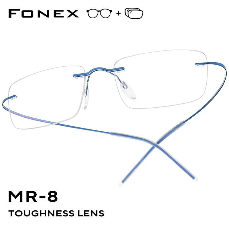 FONEX Progressive Prescription Glasses Custom Myopia Optical Lenses Eyewear Men Rimless Eyeglasses Women Titanium Frames 85707