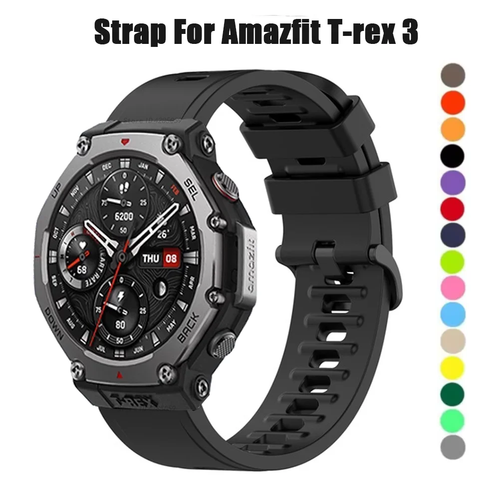 Silicone Strap For Amazfit T-rex 3 Smart watch Wrist Strap For Huami Amazfit T-rex 3 Watchband Accessories Sports band Correa