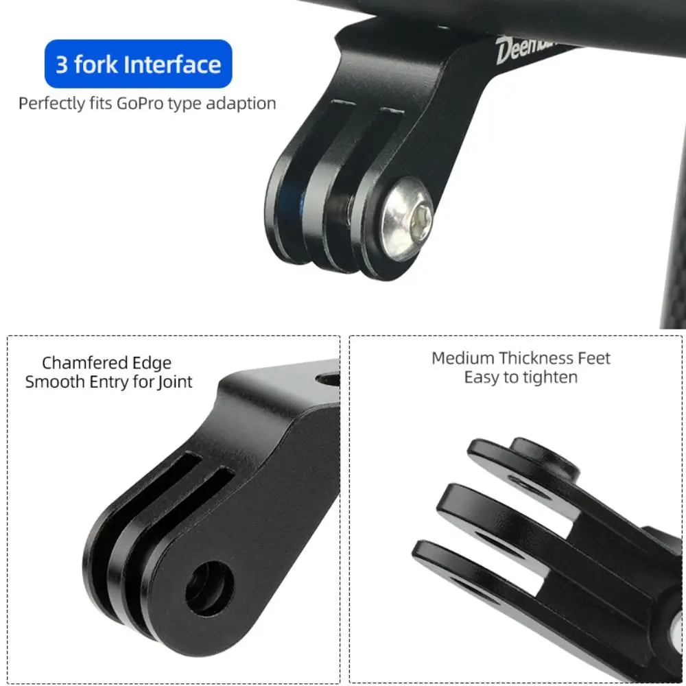 Integrated Bicycle Handlebar Below Bracket 2 Preset Holes 360° Rotatable For GoPro Camera Mount Sturdy Alloy Extension Adaptor