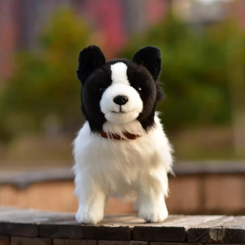Simulation Animal Border Collie Plush Toy Puppy Doll Shepherd Dog Dolls With Aluminum Wires on Four Limbs to Stand Stable Gift