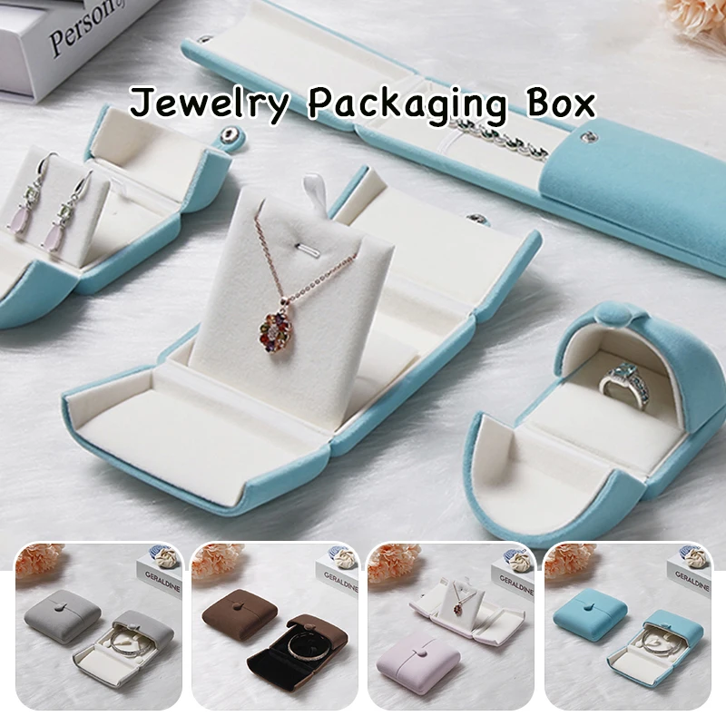 

Velvet Jewelry Boxes Ring Bracelet Necklace Earrings Box Solid Color Gift Box Creative Jewelry Box Bracelet Packing Box