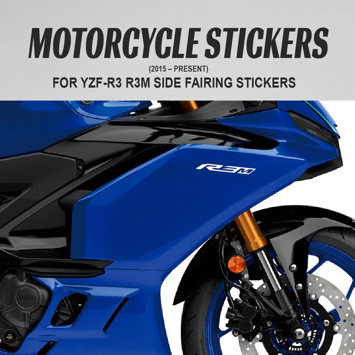 For Yamaha R3 All Years New 2Pcs Sport Motorcycle R3M Decal Sticker Fairing Body Side Vinyl Emblem Waterproof Tuning Accessories