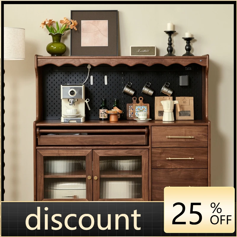 LH side cabinet integrated against the wall all solid wood hole board track storage wine cabinet