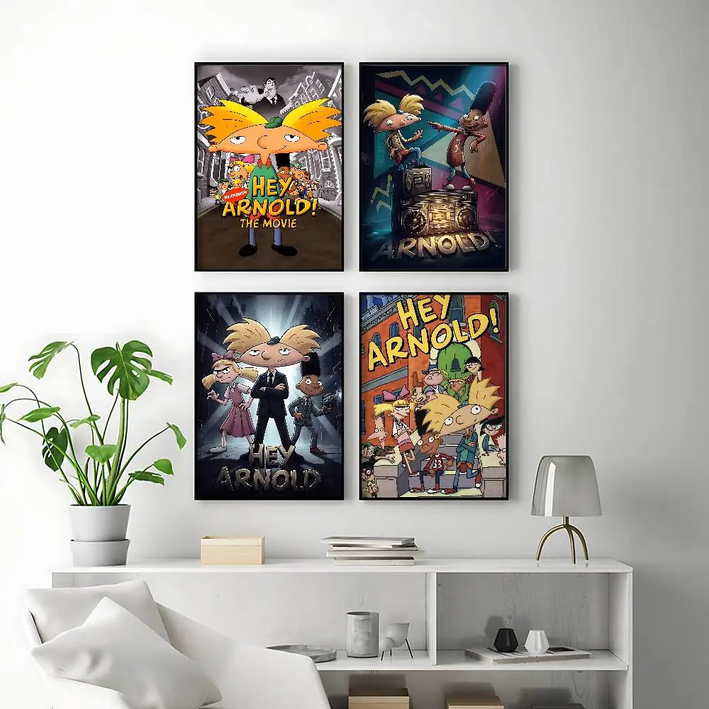 Retro Cartoon Hey Arnold! Posters Premium Self-Adhesive No Residue Wall Sticker for Home Office Bar Decor