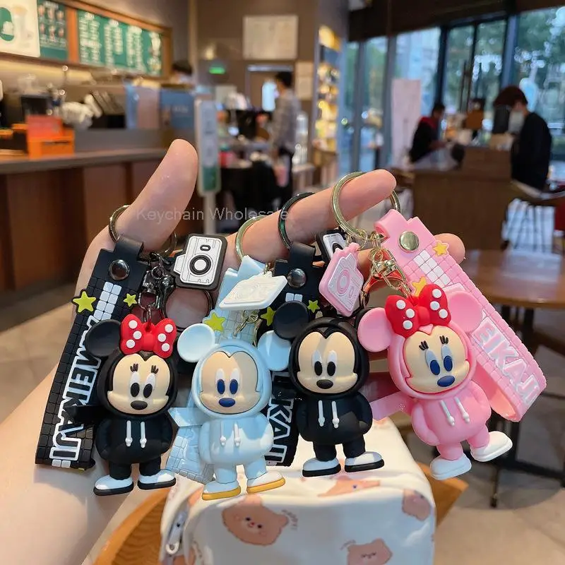 Anime Cartoon Disney Keychain Mickey Mouse Minnie Figure Keychains Donald Duck Piglet Key Chain Model Kids Toys Children Gifts