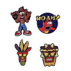 Game Crash Bandicoot Brooch Power Armor Figure Cosplay Enamel Pins Accessories Women Men Backpack Bag Button Friend Gift