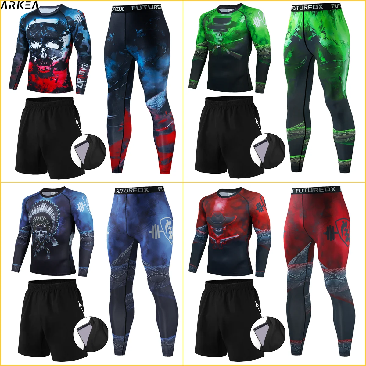 

Quick Dry Men's Running Sets Compression Sports Suits Skinny Tights Clothes Gym Fitness Sportswear Men 2023 roupa de academia