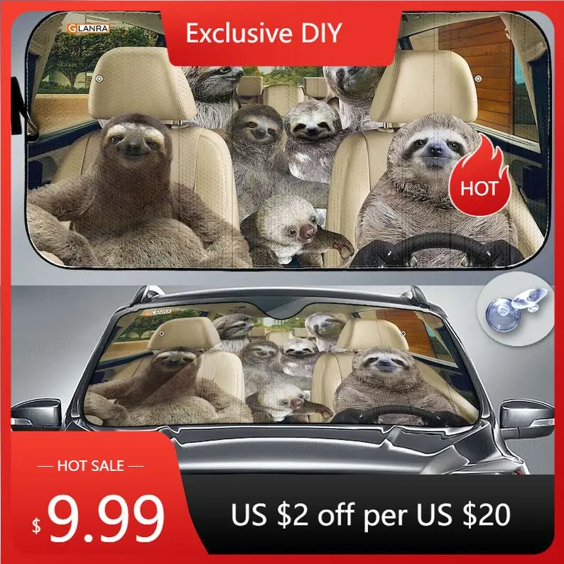 

Sloth Family Car Sunshade, Sloth Car Decoration, Sloth Gift, Auto Sun Shade, Car Sun Protector, Windshield Sunshade PHT172205F02