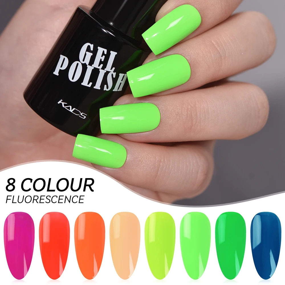 

KADS 9.5ml Fluorescent Neon Gel Nail Polish Green Yellow Orange Soak Off UV LED Color Gel Nail Varnish for Manicure Lacquer