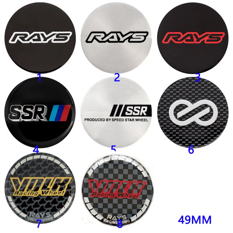 4PCS/Lot 49MMM OLK RAYS SSR ENKEICar Wheel Center Hub Cap Sticker Car Badge Emblem Sticker