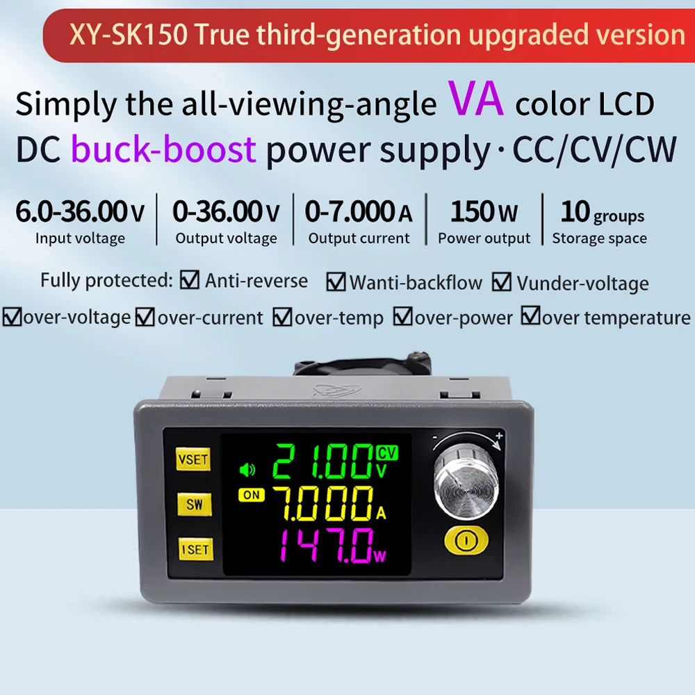 SK120/SK150 CNC DC Buck Boost Converter 7A 150W/6A 120W 0-36V Adjustable Regulated Laboratory Power Supply CC CV Power Module