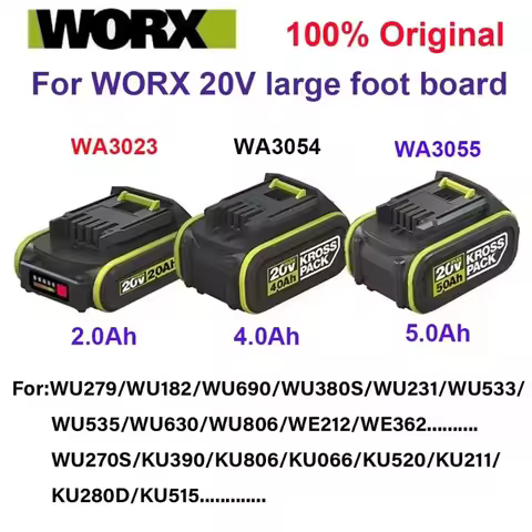 Original 20V 2.0Ah/4.0Ah/5.0Ah Battery for WORX Series Power ,Toolswith LED Indicator,for WU279.WU182.WU690.WU380S.WU231.WU533