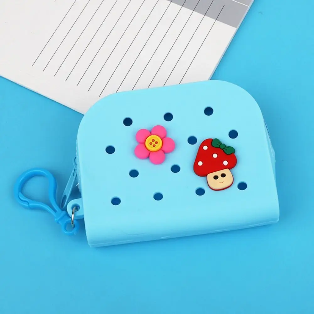 Porte-monnaie en silicone avec trous mignons, mini sac d'argent, porte-cartes à fermeture éclair