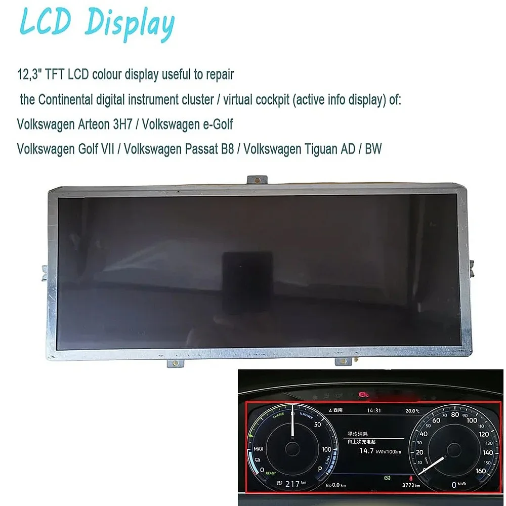 Premium 12.3 Inch Car LCD Display Screen for VW Arteon Golf 7 Passat B8 Tiguan 2 Virtual Cockpit Replacement
