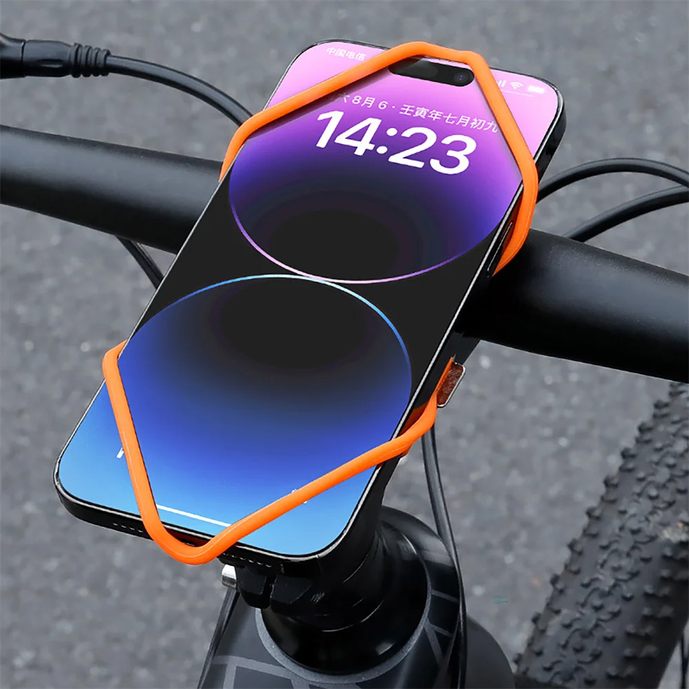 Silicone Phone Holder Shock-absorbing Bike Mouned Bracket with Lock Buckle for Electric Bicycle Cyclying Accessories