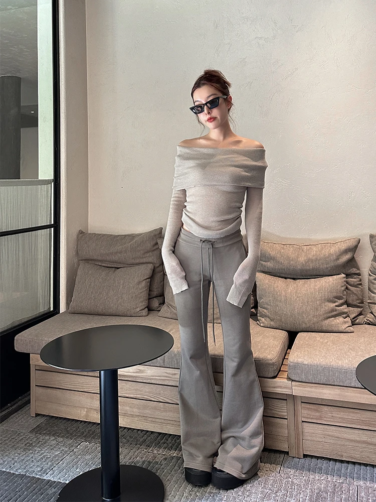 

DIDI DESIGN American Spicy Girl 2025 Новые осенние спортивные брюки для йоги, женские повседневные расклешенные брюки с низкой талией, длинные, из хлопка, для города