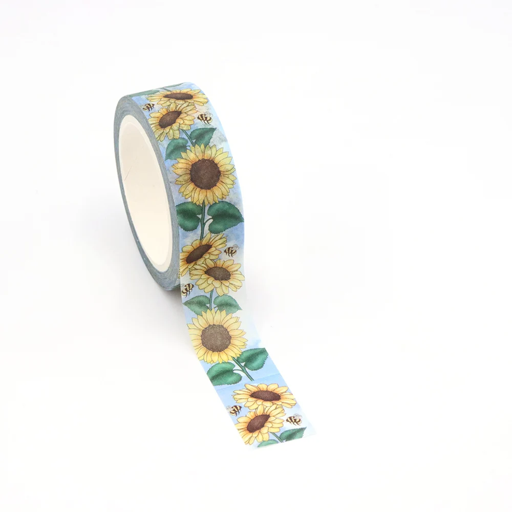 NEW 1PC 15mm*10m Spring Sunflower Plants Washi Stickers Decorative Stationery MaskingTape school supplies