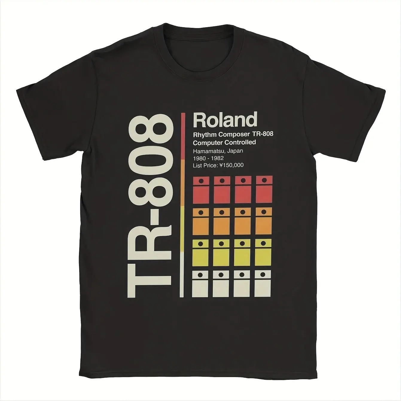Men's Roland Tr-808 Drum Machine Vintage Music T-Shirt Retro 80S Inspired Design Tr-808 Sound Module Layout Iconic Roland Logo