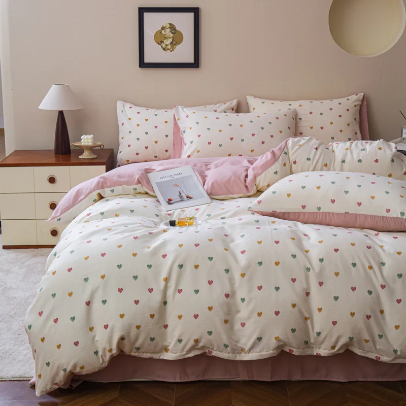 2025 new class A knitted cotton, Tianzhu cotton double-layer yarn four-piece set, simple and skin-friendly, student dormitory