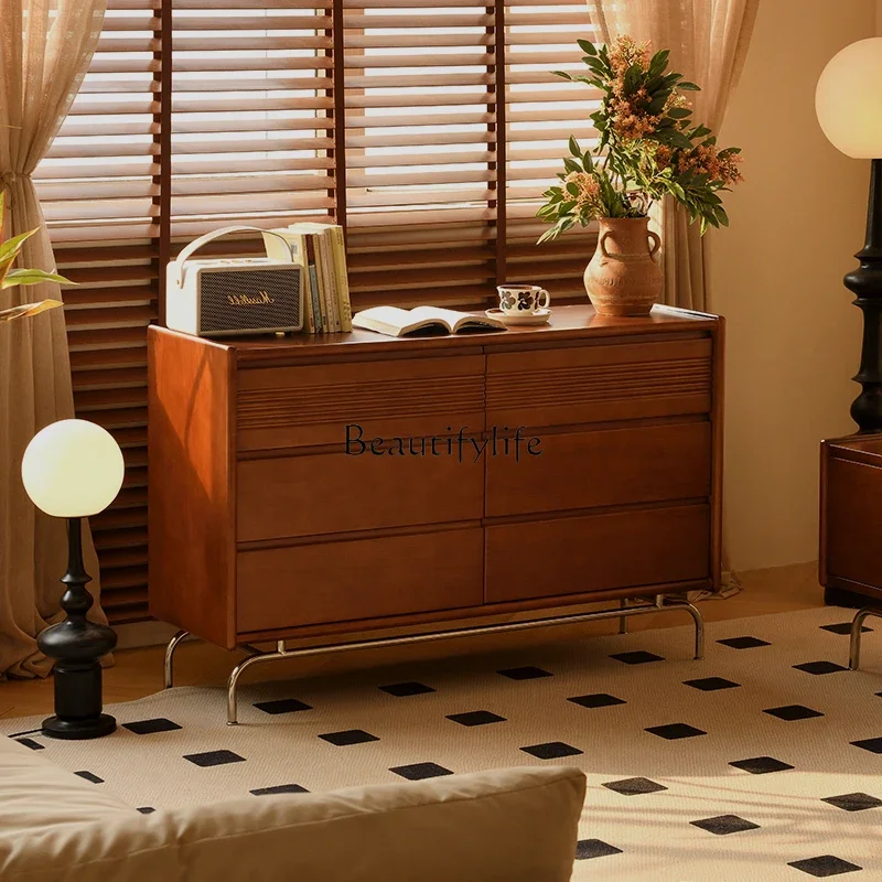 Solid wood six-bucket cabinet, boxwood living room against the wall, antique storage, retro floor cabinet