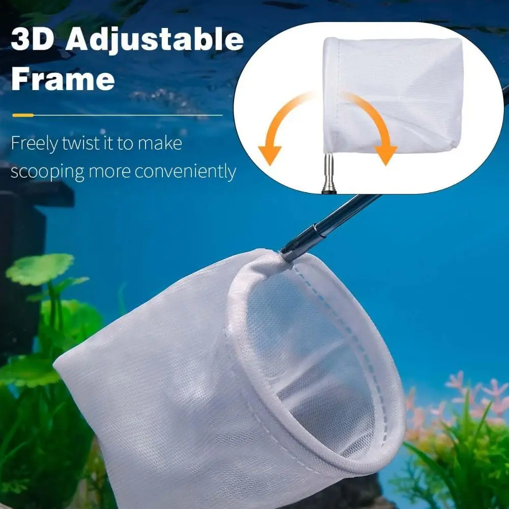 Extendable Tiny Fish Tank Net Stainless Steel Handle Fine Net Mesh Skimming Net Food Residue Debris Soft Aquarium Shrimp Net