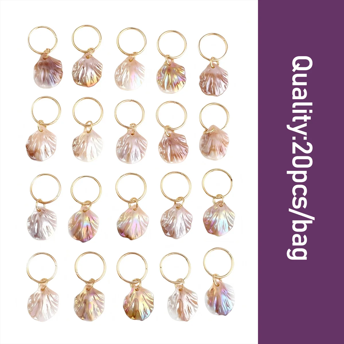 20 шт., аксессуары для волос для парика «сделай сам», дреды: кольца для волос с подвеской в виде пастельной ракушки, подходящие для вечеринок и танцев