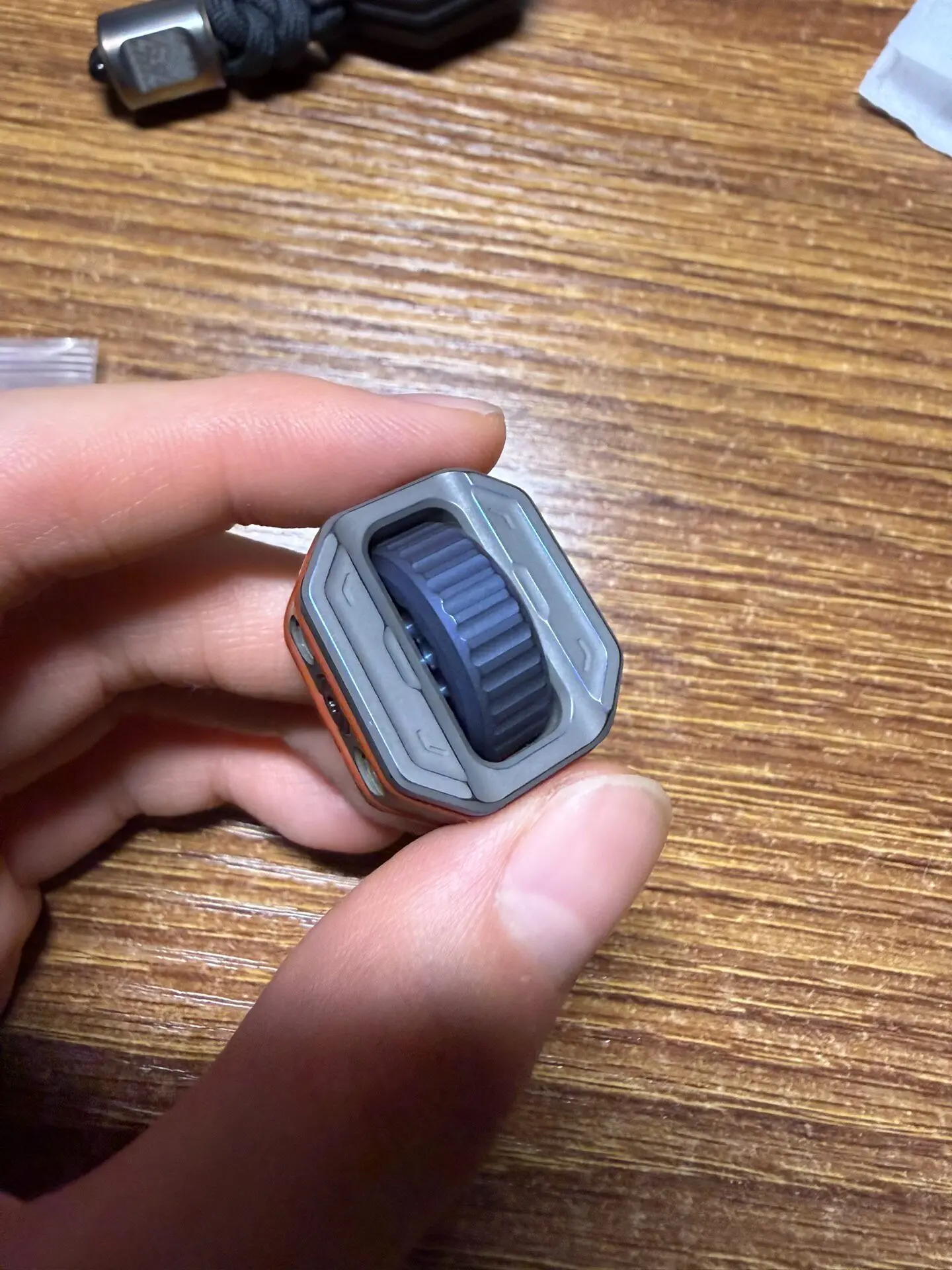 Used EDC AMMO Titanium Blue Decoder, Mechanical Edition, Titanium + Ceramic Coating, Roller Design, Scratching
