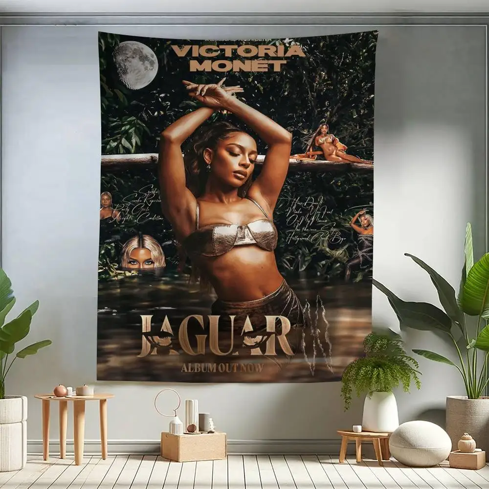 Singer Victoria Monét Cartoon Tapestry Wall Hanging Decoration Household Home Decor