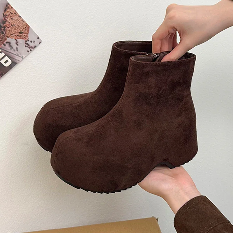 

Ankle Boots for Women High Heels Suede Designer Sport Shoes 2025 Fashion Boots Snow New Walking Elegant Dress Cozy Mujer Botas