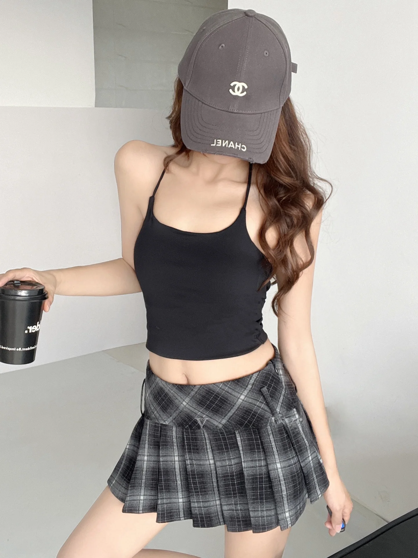 

Millennial Hot Girl, американская ретро JK, клетчатая ультра-отра-юбка с низкой талией, удлиняющая юбка трапециевидной формы, школьная плиссированная юбка...