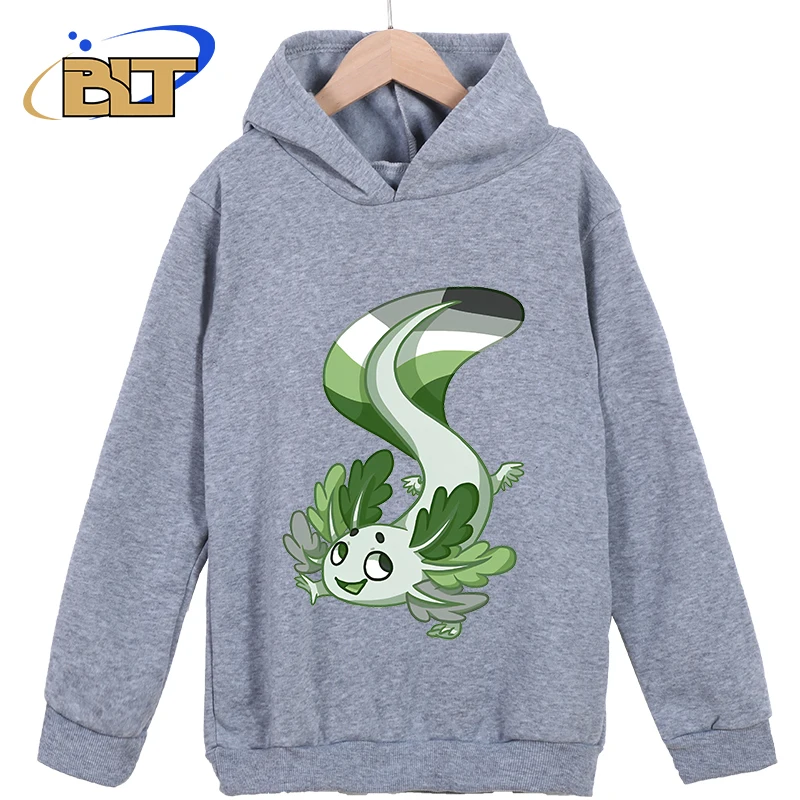 Axolotl Printed Kidswear New Hoodies for Kids in Black Classic Sportswear for Boys and Girls