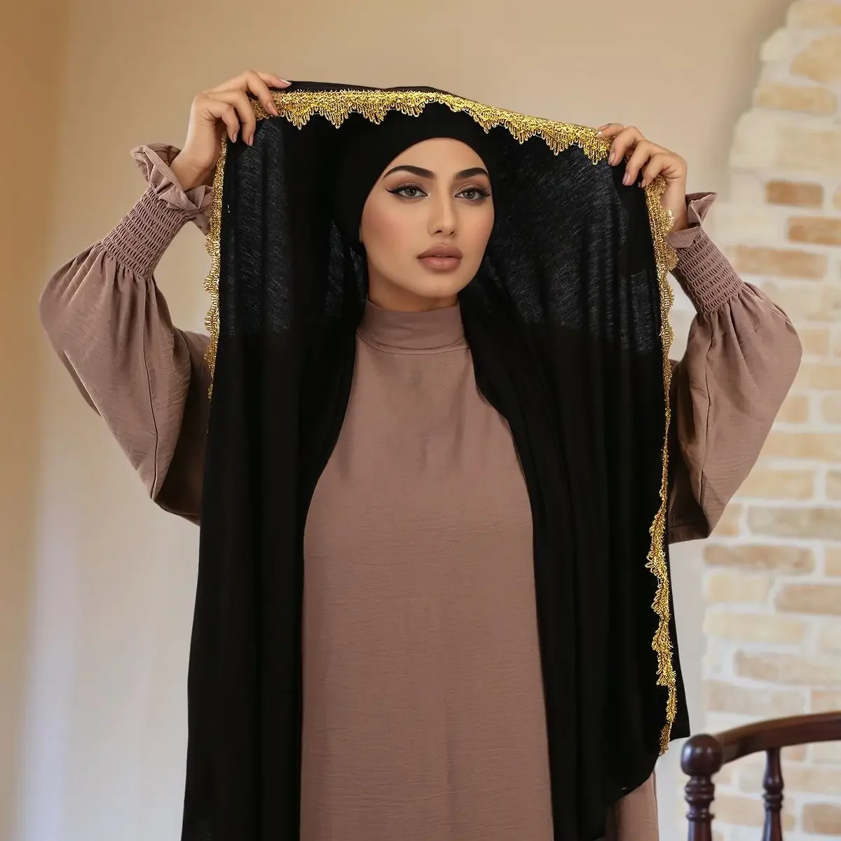 

Lace Hijab Scarf Woman Muslim Hijabs Stretch Jersey Shawl Headscarf Foulards Scarves Wrap Islam Headband Bandanas Turbante Mujer