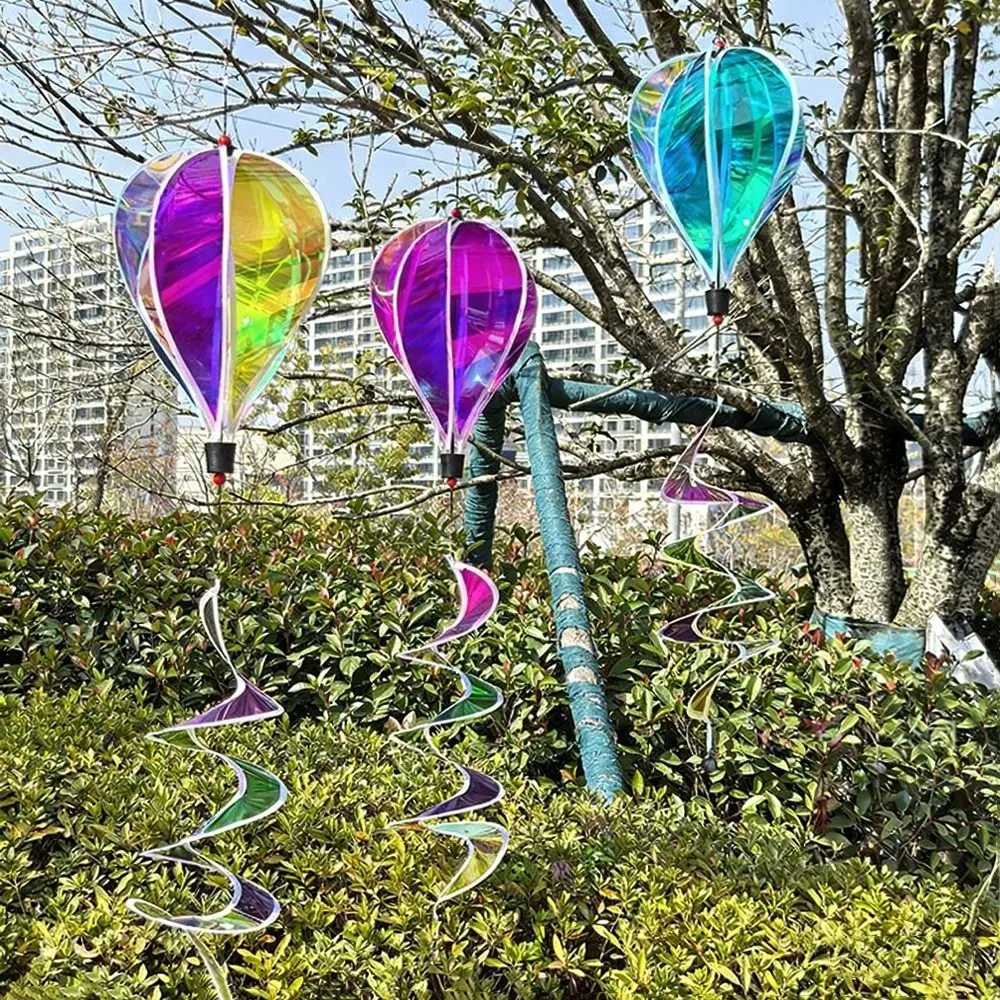 Rainbow Hot Air Balloon Giant Size Windmill Toy Rotating Sequins Wind Spinners Whirligigs 4X Balloon 43.3inch Height Pinwheels