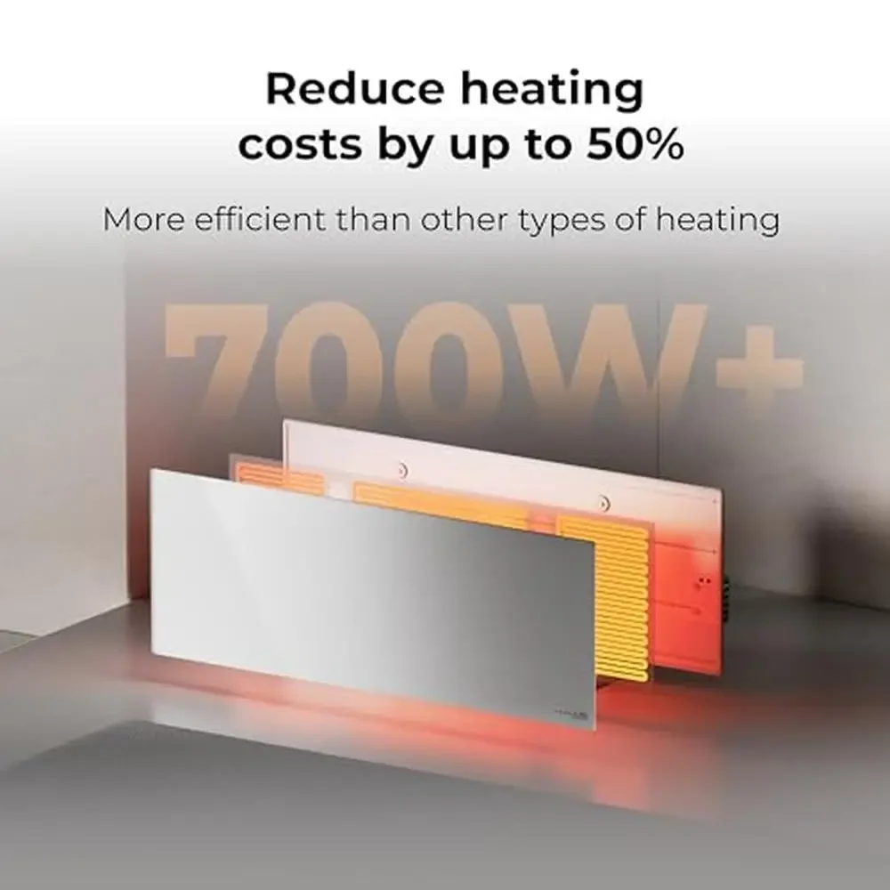 700W Smart Infrared Wall Mount/Freestanding Space Heater Eco Energy Saving App Control White Panel Fast Heating Safe Family &