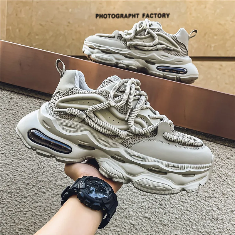 

High Quality Men's Chunky Sneakers 2026 New Air Cushion Running Shoes Breathable Mesh Casual Sports Shoes Thick Sole Men's Shoes