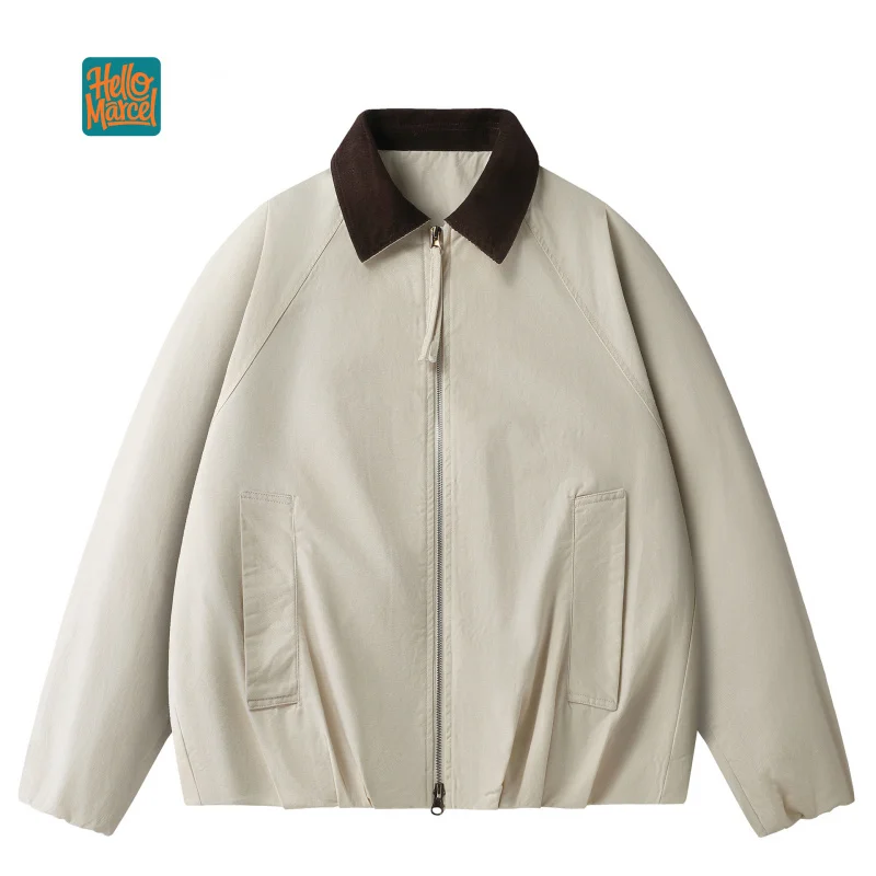 HELLOMARCEL Luxury Quality EU US Size Street Jacket Autumn Oversize Corduroy Collar Work Unisex Loose Hunting Jacket