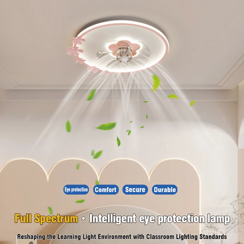 

LED ceiling light with fan flower children's bedroom light Household decorative light full spectrum eye protection energy saving