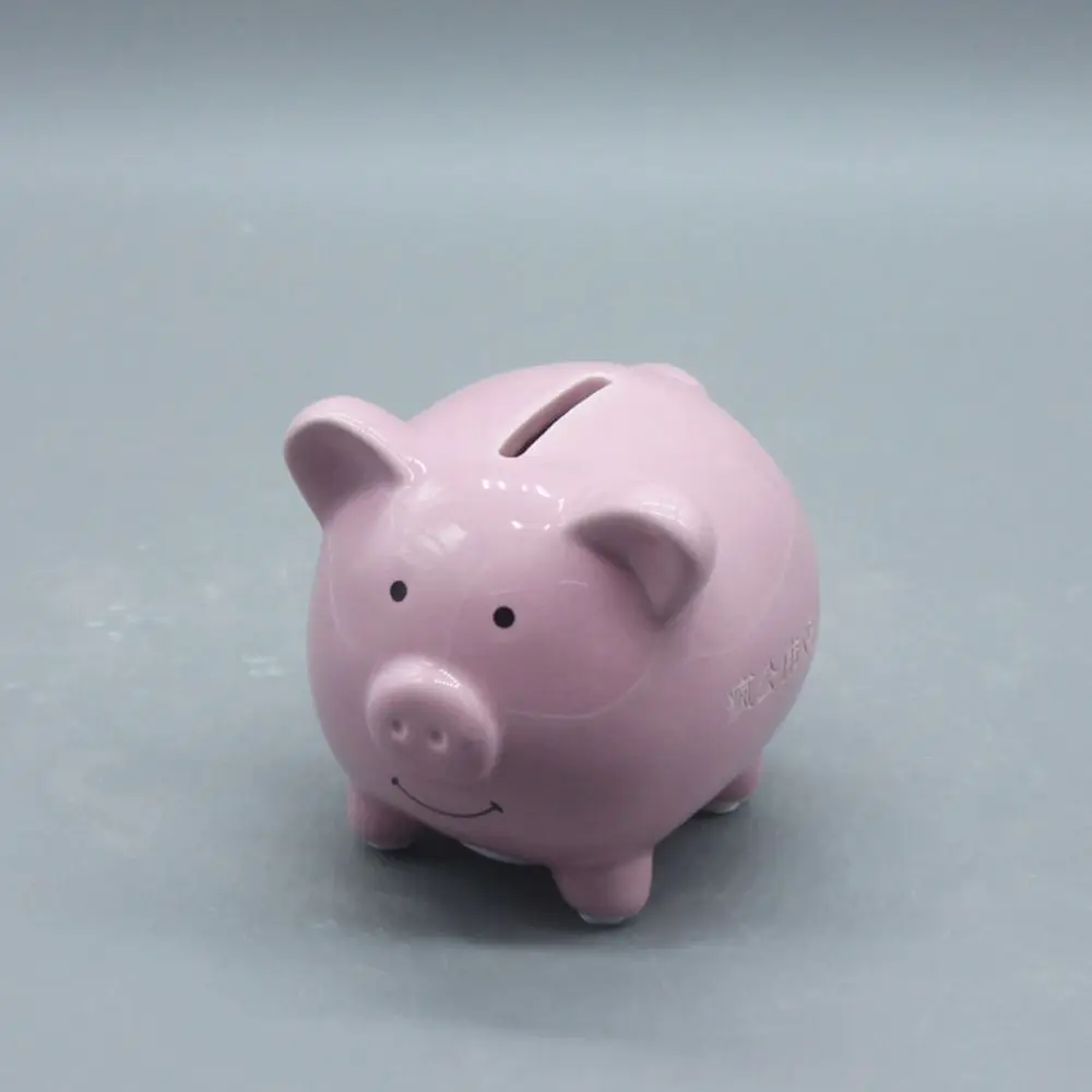 Coins Storage Box Cute Ceramic Piggy Bank Cartoon Mini Savings Tank Pig Shaped Portable Money Saving Box for Boys and Girls