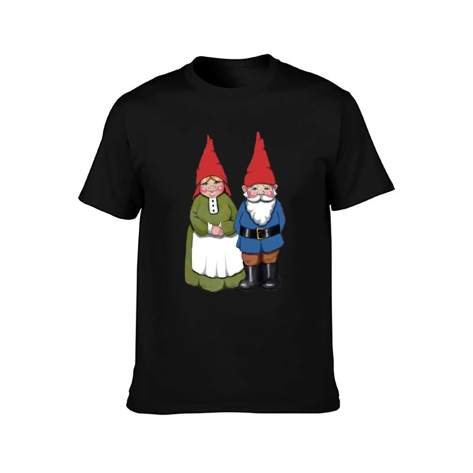 Gnome Couple, Man and Wife, Hand Drawn Gnomes T-Shirt, Summer Casual Cotton Tee, Oversized Streetwear Tops, Unisex Men Women