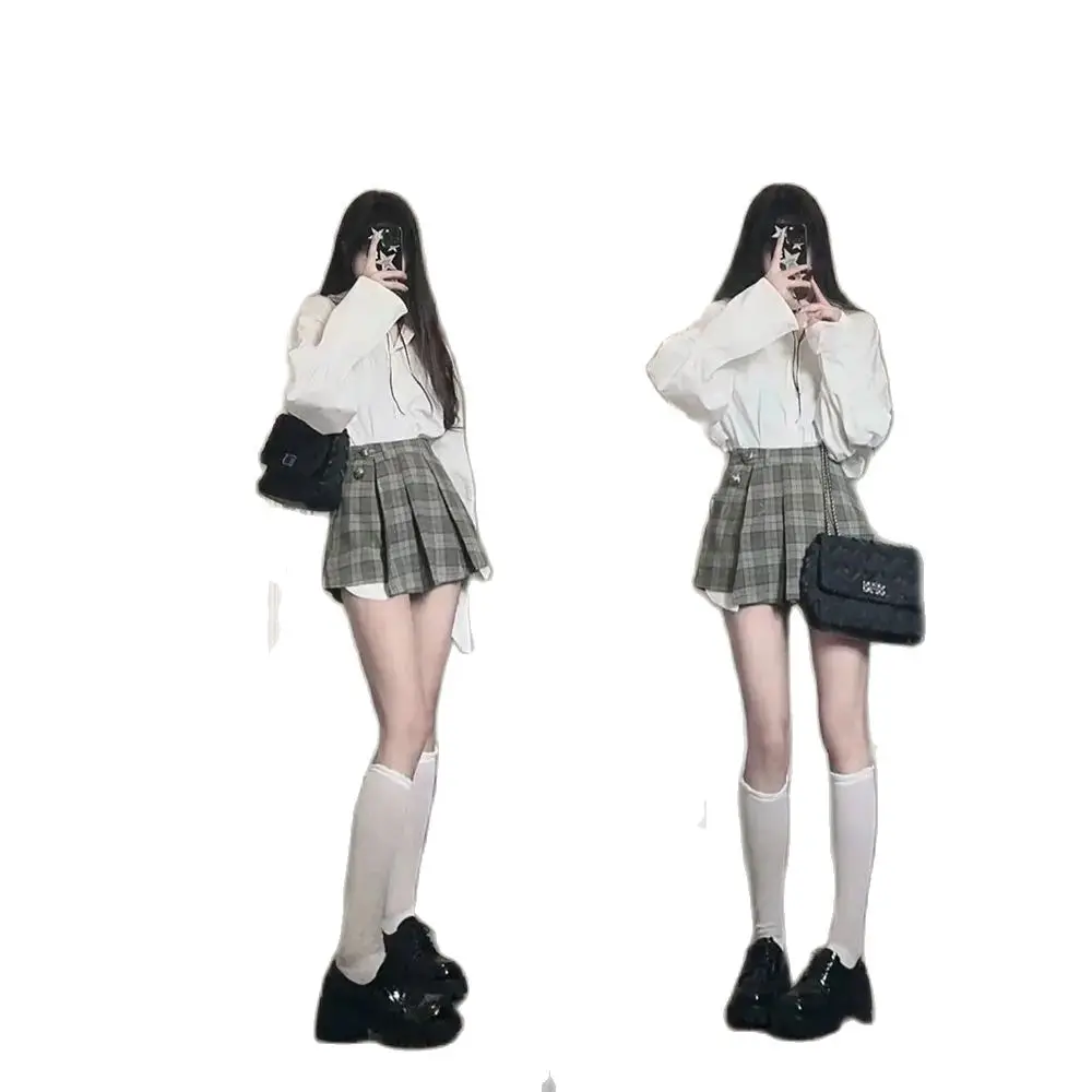 Korea Spring Summer Japan School Jk Uniform Girl French Style Graceful College Style Girl Casual Daily Pleated Skirt Fashion Set