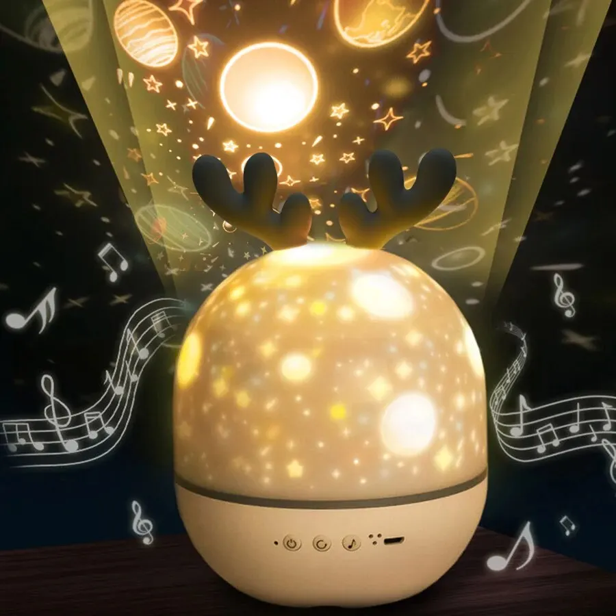 Nightlights ห้องนอน Starry Sky โปรเจคเตอร์บลูทูธลำโพง USB ตั้งโต๊ะโคมไฟข้างเตียงสำหรับเด็กของขวัญวันเกิด