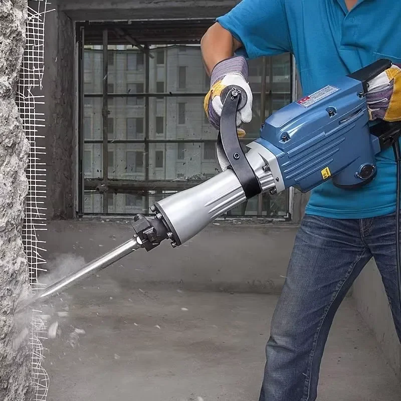 Industrial Grade Electric Demolition Hammer 1700W 18.8kg Metal Heavy-duty D-Handle 65 Chisel Pick 45 Impact Force for