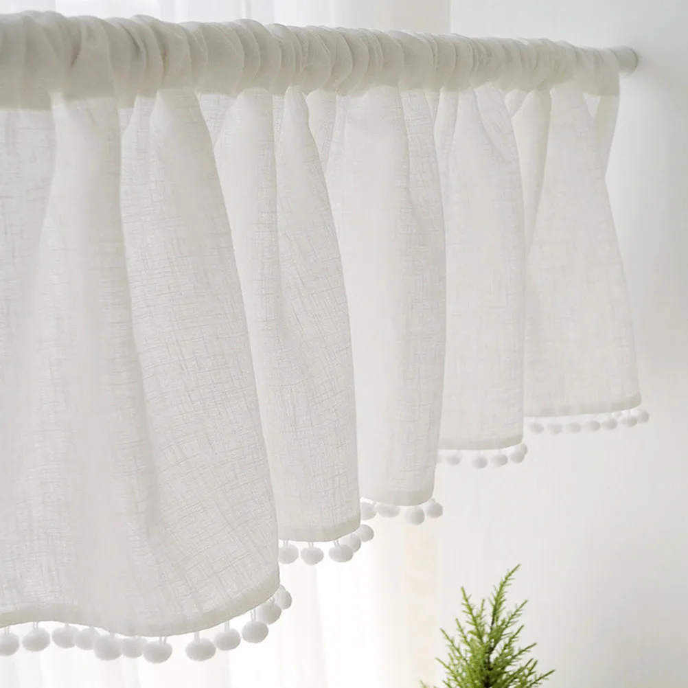 

Rustic Window Valance Living Covering Curtains Accessory Cotton Balls Drape Home Household Short Practical Decor Dust-proof