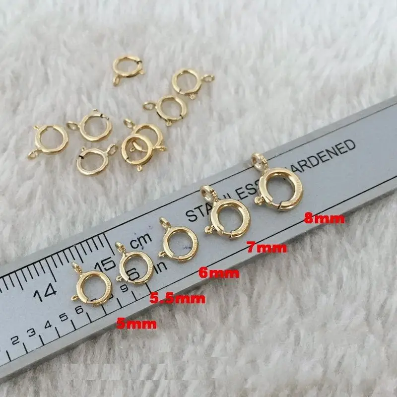 No Fade No Rust Hot Sale Real 14K Gold Filled Bracelet Spring Rings Clasps 5mm 5.5mm 6mm 7mm for Jewelry Necklace Making