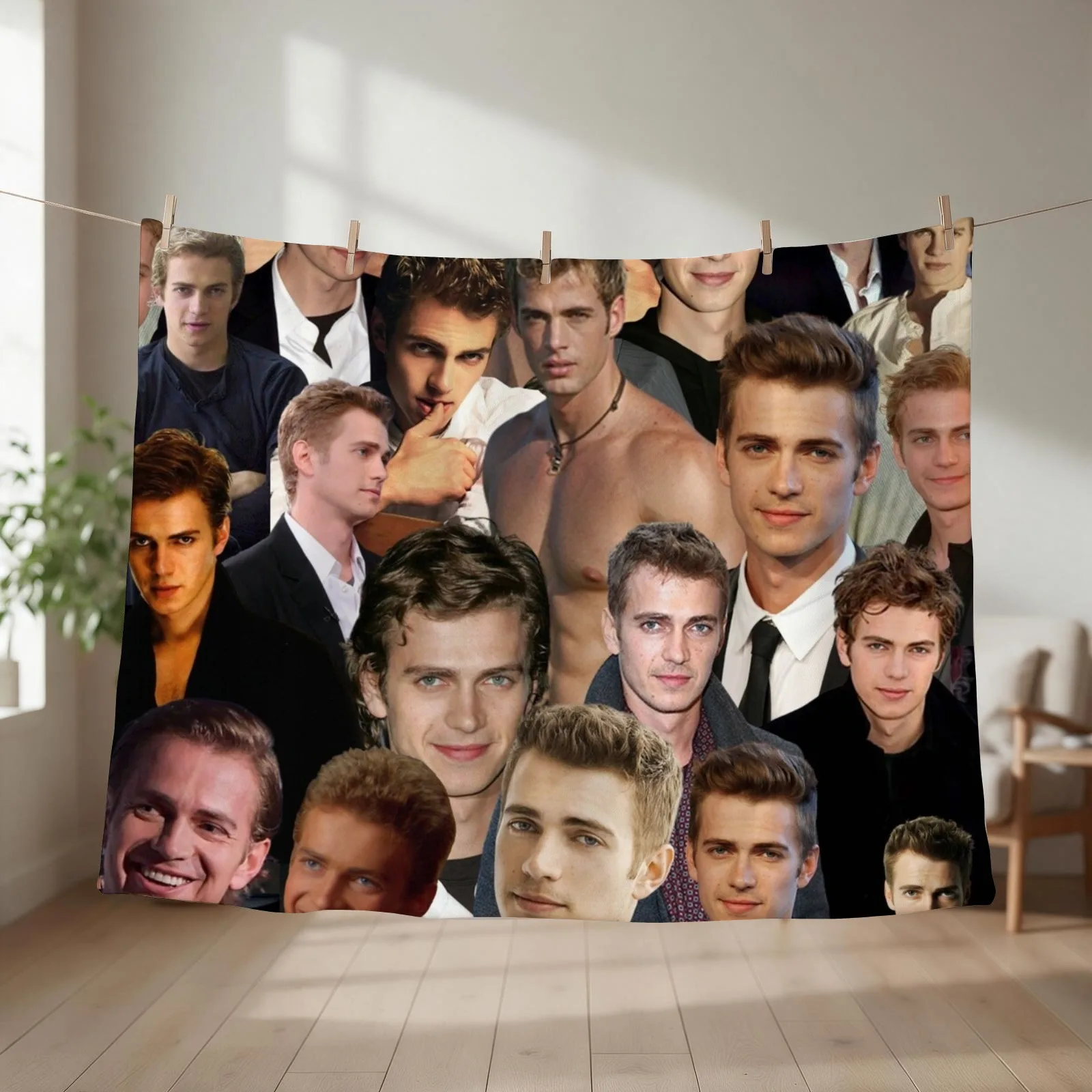 hayden christensen high quality photo collage Throw Blanket couch cozy soft plush fuzzy picnic outdoor blanket