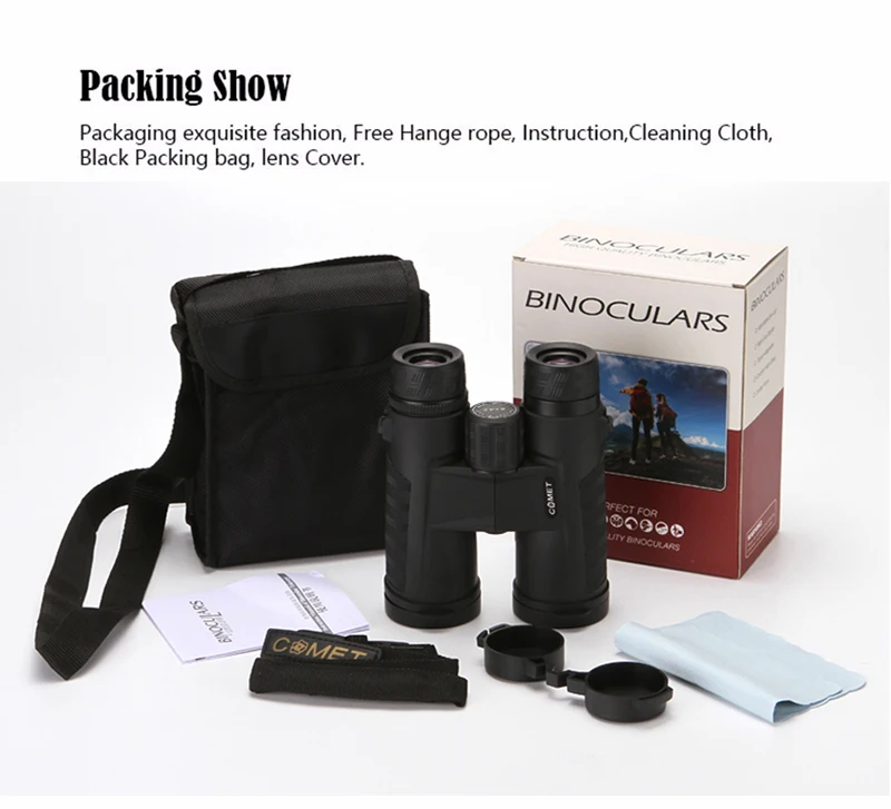 COMET Powerful Binoculars 8x42 10X42 HD Long Range Waterproof Bak4 Binocular BAK4 Prism High Clarity For Tourism Hunting Camping